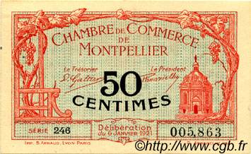 50 Centimes FRANCE regionalism and various Montpellier 1921 JP.085.22 AU+