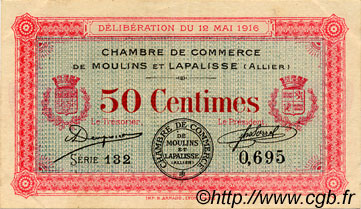 50 Centimes FRANCE Regionalismus und verschiedenen Moulins et Lapalisse 1916 JP.086.01 SS to VZ