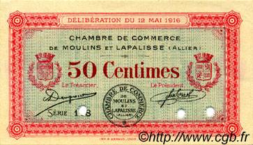 50 Centimes Spécimen FRANCE regionalismo y varios Moulins et Lapalisse 1916 JP.086.02 SC a FDC