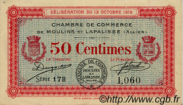 50 Centimes FRANCE regionalismo e varie Moulins et Lapalisse 1916 JP.086.07 BB to SPL