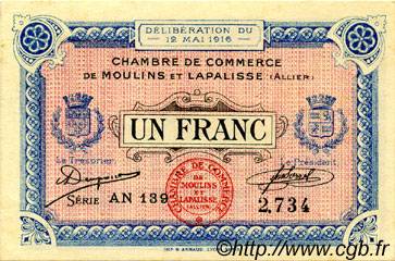 1 Franc FRANCE regionalism and various Moulins et Lapalisse 1916 JP.086.09 VF - XF