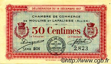 50 Centimes FRANCE Regionalismus und verschiedenen Moulins et Lapalisse 1917 JP.086.11 SS to VZ