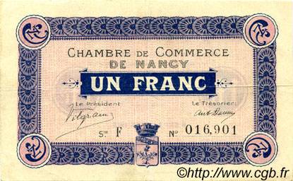 1 Franc FRANCE regionalism and miscellaneous Nancy 1915 JP.087.03 VF - XF