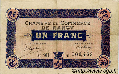 1 Franc FRANCE régionalisme et divers Nancy 1918 JP.087.18 TB