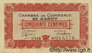 50 Centimes FRANCE regionalism and various Nancy 1918 JP.087.20 VF - XF