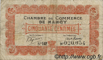 50 Centimes FRANCE Regionalismus und verschiedenen Nancy 1918 JP.087.22 S