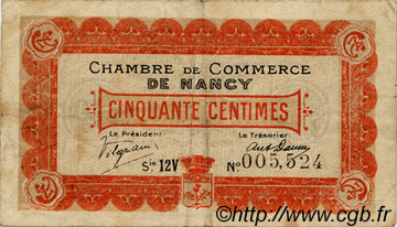 50 Centimes FRANCE Regionalismus und verschiedenen Nancy 1918 JP.087.28 S