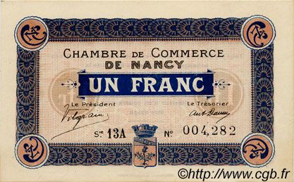 1 Franc FRANCE regionalismo y varios Nancy 1918 JP.087.30 MBC a EBC