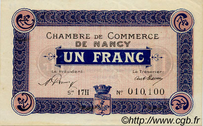 2 Francs FRANCE Regionalismus und verschiedenen Nancy 1919 JP.087.34 SS to VZ