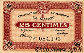 25 Centimes FRANCE Regionalismus und verschiedenen Nancy 1918 JP.087.56 SS to VZ
