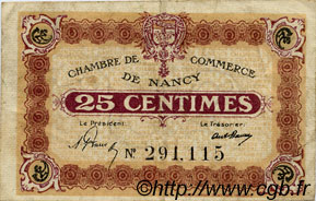 25 Centimes FRANCE régionalisme et divers Nancy 1918 JP.087.61 TB