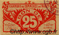 25 Centimes FRANCE regionalism and miscellaneous Nancy 1918 JP.087.64 AU+