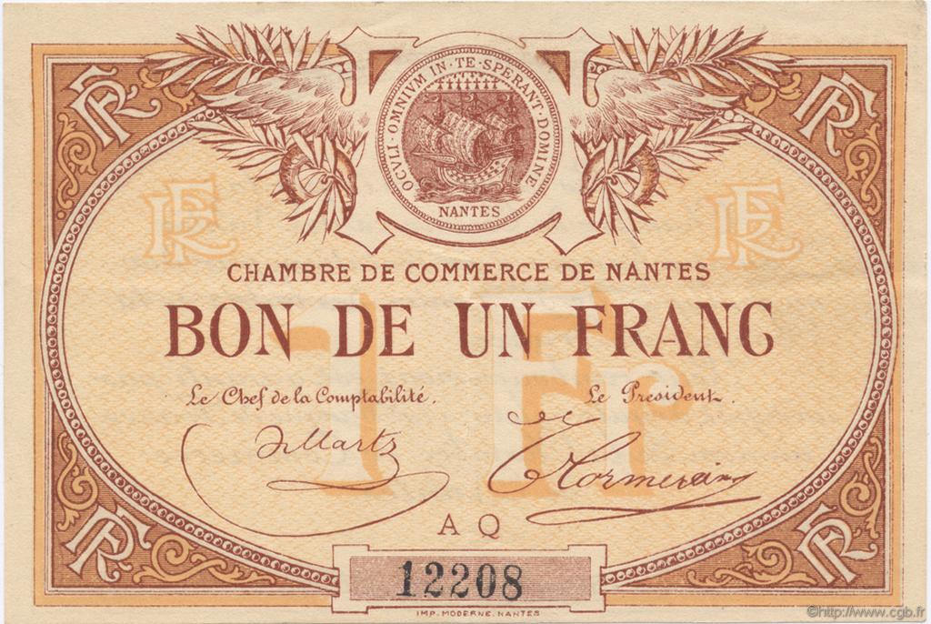 1 Franc FRANCE regionalismo e varie Nantes 1918 JP.088.09 BB to SPL