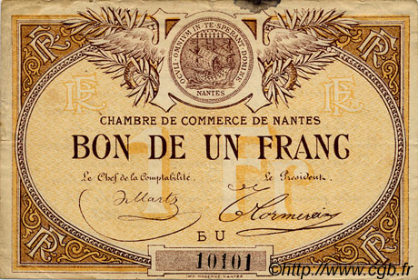 1 Franc FRANCE regionalism and miscellaneous Nantes 1918 JP.088.19 F