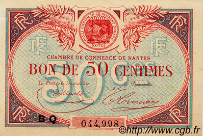 50 Centimes FRANCE regionalismo e varie Nantes 1918 JP.088.22 BB to SPL