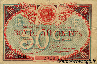 50 Centimes FRANCE régionalisme et divers Nantes 1918 JP.088.25 TB