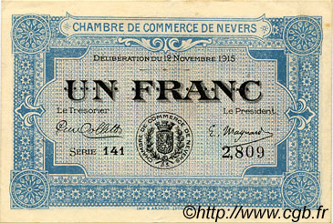 1 Franc FRANCE regionalismo y varios Nevers 1915 JP.090.07 MBC a EBC