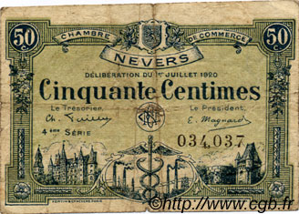 50 Centimes FRANCE regionalismo e varie Nevers 1920 JP.090.18 MB