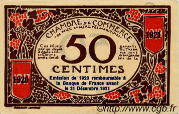 50 Centimes FRANCE regionalismo e varie Nice 1917 JP.091.06 AU a FDC