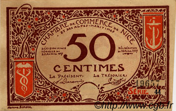 50 Centimes FRANCE Regionalismus und verschiedenen Nice 1917 JP.091.06 SS to VZ