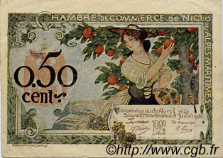 50 Centimes FRANCE regionalismo y varios Nice 1920 JP.091.14 MBC a EBC