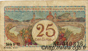 25 Centimes FRANCE regionalism and miscellaneous Nice 1918 JP.091.18 F