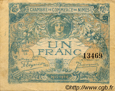50 Centimes FRANCE Regionalismus und verschiedenen Nîmes 1915 JP.092.10 SS to VZ