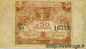 50 Centimes FRANCE régionalisme et divers Nîmes 1915 JP.092.12 TTB à SUP