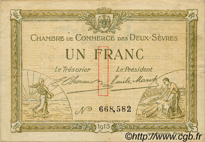 1 Franc FRANCE régionalisme et divers Niort 1915 JP.093.03 TB