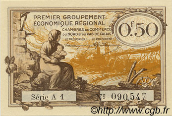 50 Centimes FRANCE regionalism and various Nord et Pas-De-Calais 1918 JP.094.04 AU+