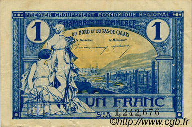 1 Franc FRANCE regionalismo y varios Nord et Pas-De-Calais 1918 JP.094.05 MBC a EBC