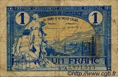 1 Franc FRANCE régionalisme et divers Nord et Pas-De-Calais 1918 JP.094.05 TB