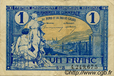 1 Franc FRANCE regionalismo y varios Nord et Pas-De-Calais 1918 JP.094.07 BC