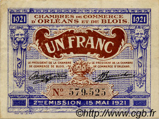 1 Franc FRANCE régionalisme et divers Orléans et Blois 1921 JP.096.07 TB