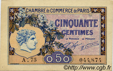 50 Centimes FRANCE regionalismo y varios Paris 1920 JP.097.31 SC a FDC