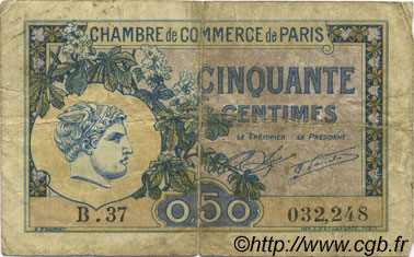 50 Centimes FRANCE regionalismo e varie Paris 1920 JP.097.31 MB