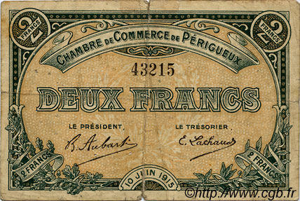 2 Francs FRANCE régionalisme et divers Périgueux 1915 JP.098.11 TB