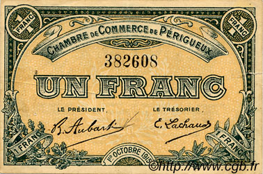 1 Franc FRANCE regionalismo e varie Périgueux 1915 JP.098.13 BB to SPL