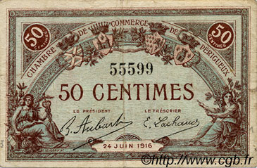 50 Centimes FRANCE regionalismo y varios Périgueux 1916 JP.098.16 BC