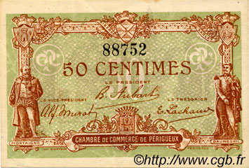 50 Centimes FRANCE regionalismo y varios Périgueux 1917 JP.098.22 MBC a EBC