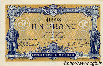 1 Franc FRANCE regionalism and miscellaneous Périgueux 1917 JP.098.23 AU+