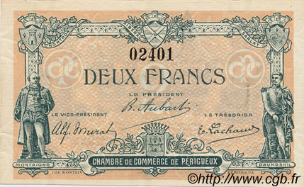 2 Francs FRANCE Regionalismus und verschiedenen Périgueux 1917 JP.098.24 SS to VZ