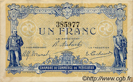 1 Franc FRANCE Regionalismus und verschiedenen Périgueux 1920 JP.098.26 SS to VZ