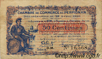 50 Centimes FRANCE régionalisme et divers Perpignan 1916 JP.100.14 TB