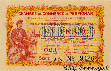 1 Franc FRANCE regionalismo y varios Perpignan 1916 JP.100.17 MBC a EBC
