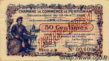 50 Centimes FRANCE Regionalismus und verschiedenen Perpignan 1916 JP.100.19 SS to VZ