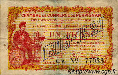 1 Franc FRANCE régionalisme et divers Perpignan 1916 JP.100.20 TB