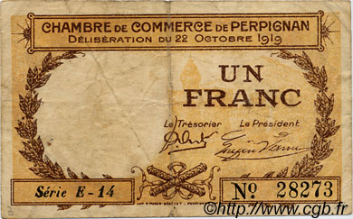 1 Franc FRANCE régionalisme et divers Perpignan 1919 JP.100.29 TB