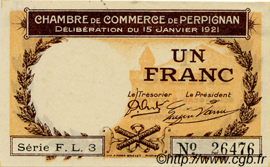 1 Franc FRANCE regionalism and various Perpignan 1921 JP.100.32 VF - XF