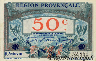 50 Centimes FRANCE Regionalismus und verschiedenen Alais, Arles, Avignon, Gap, Marseille, Nîmes, Toulon 1918 JP.102.07 SS to VZ